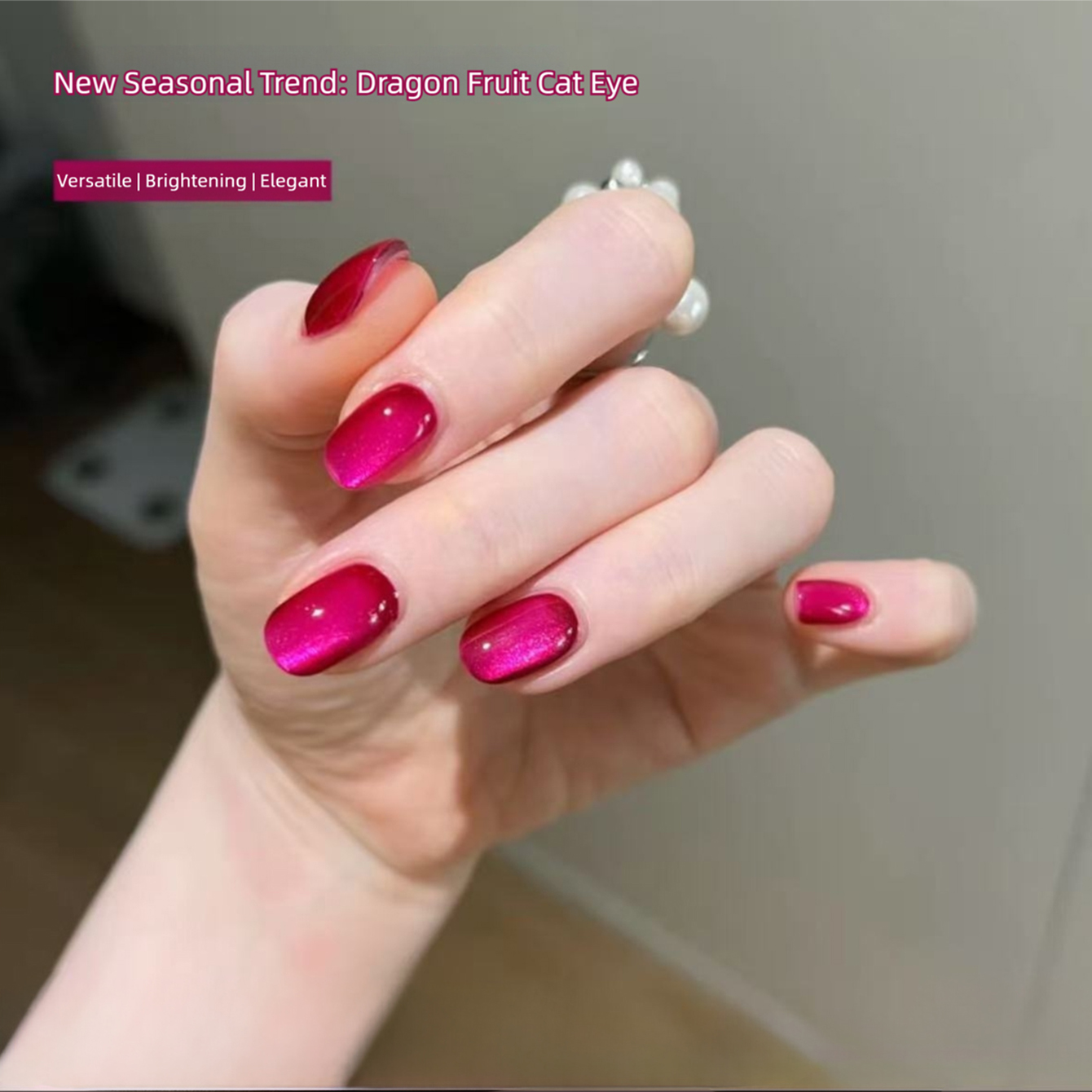Nail Art Fuchsia - Drachenfrucht-Fuchsia-Likör-Farbiger Magnet-Katzenaugen-Gel-Nagellack Glasperlen-Aufheller Beliebte Nagelkunst