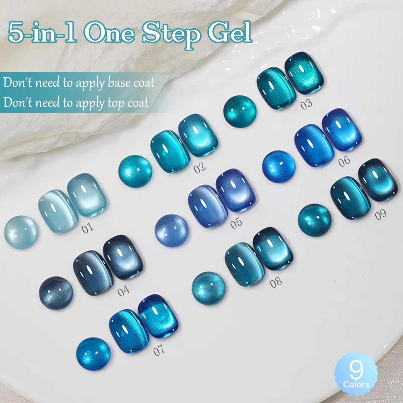 Nail Art One Stroke - WS 5-in-1 One-Step Neue Saphirblaue Serie