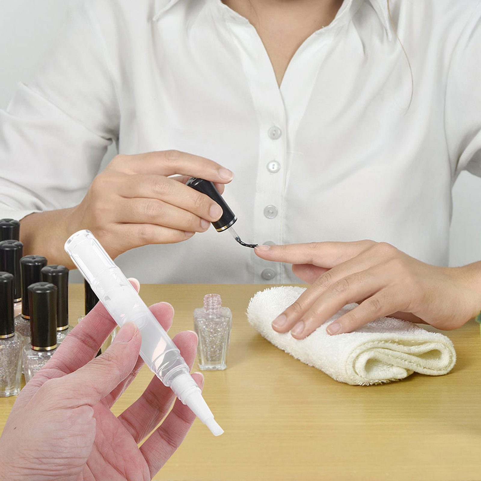 Cuticle Oil Pen - 5 Stück Nagellackstifte, transparent, nachfüllbar, für