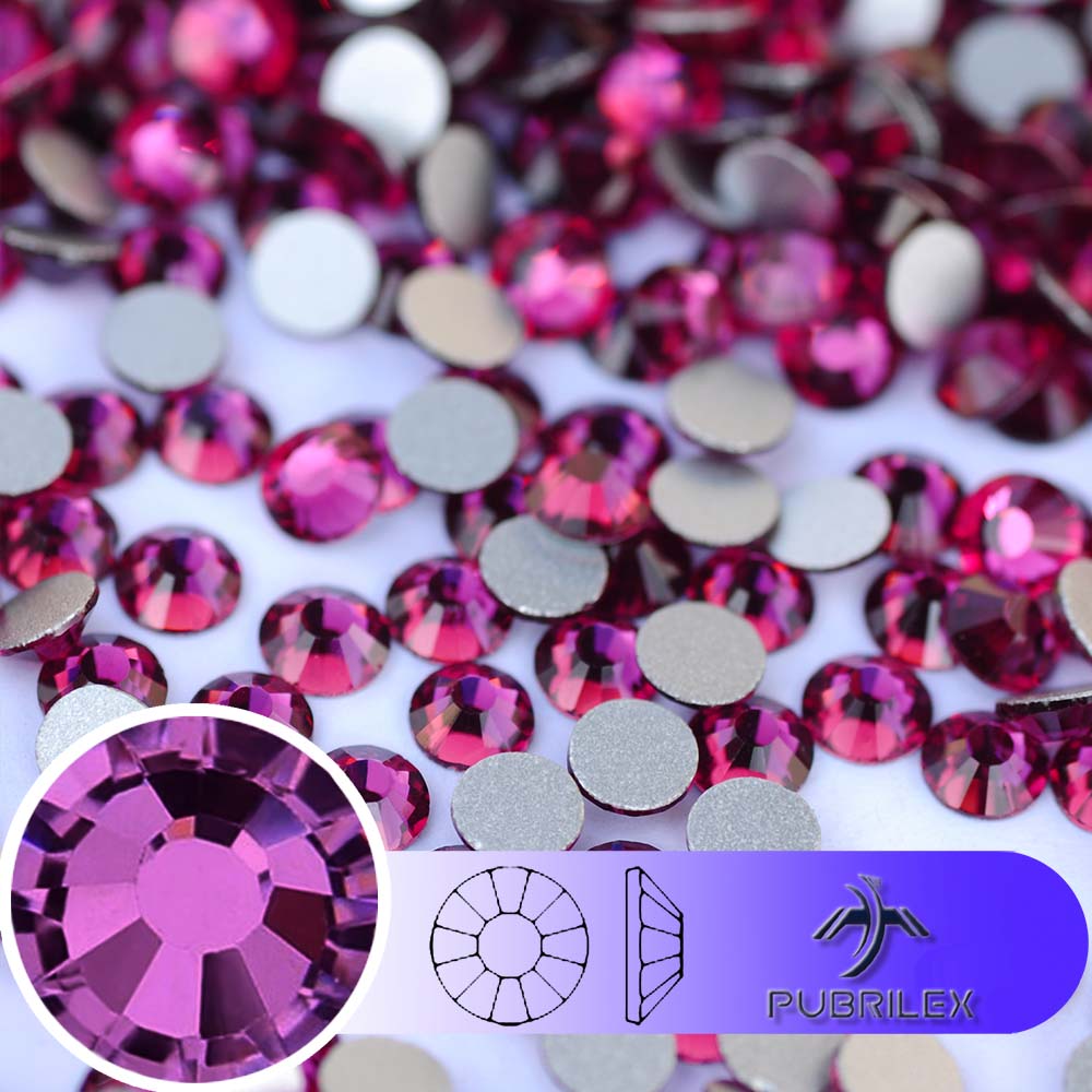 Nail Art Fuchsia - Fuchsia SS3-SS30 Glas-Strasssteine, Kristall, flache Rückseite,