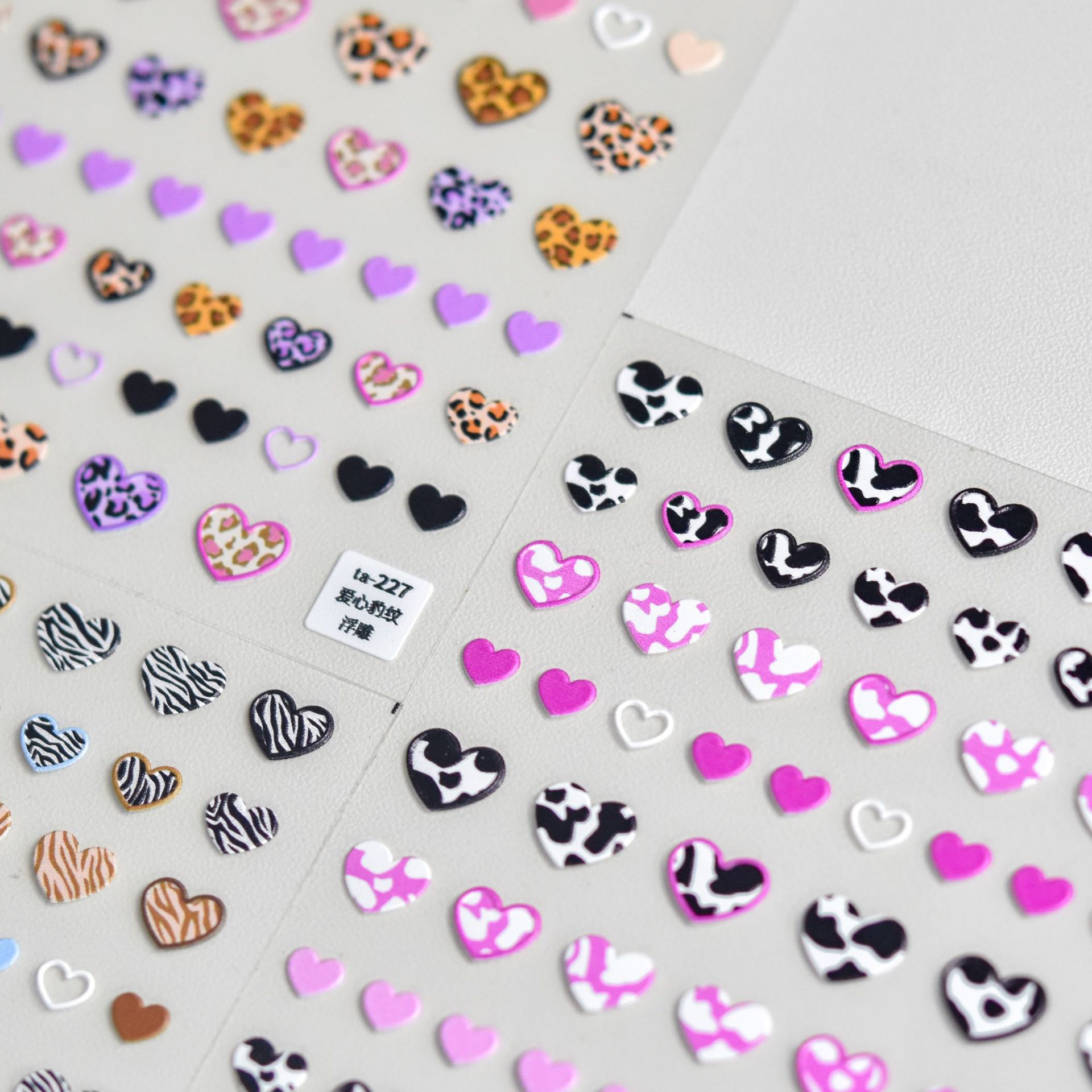 Nail Art Zebra Design - Tier gemusterte Liebe Herz Nagel Aufkleber
