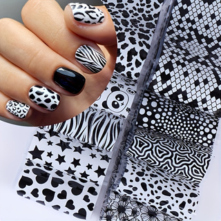 Nail Art Zebra Design - 10 Stück Nageltransferfolien mit gemischten Mustern