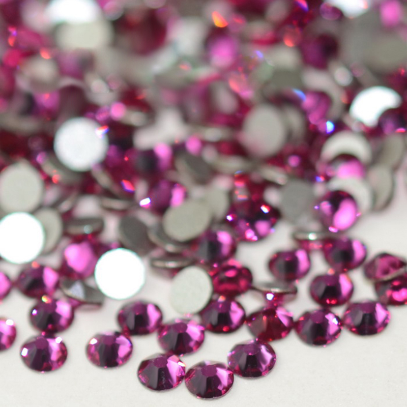 Nail Art Fuchsia - Hochwertige Glas-Strasssteine in Fuchsia, Kristall, flache