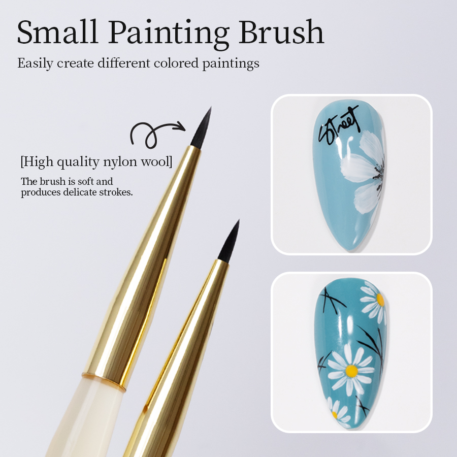 Nail Art One Stroke - QNL Ultrafeiner Mini-Nagelkunst-Pinsel Kurzhaariger Einstrich-Blumendesign 3D-Modellierungs-Gradienten-Liner-Stift