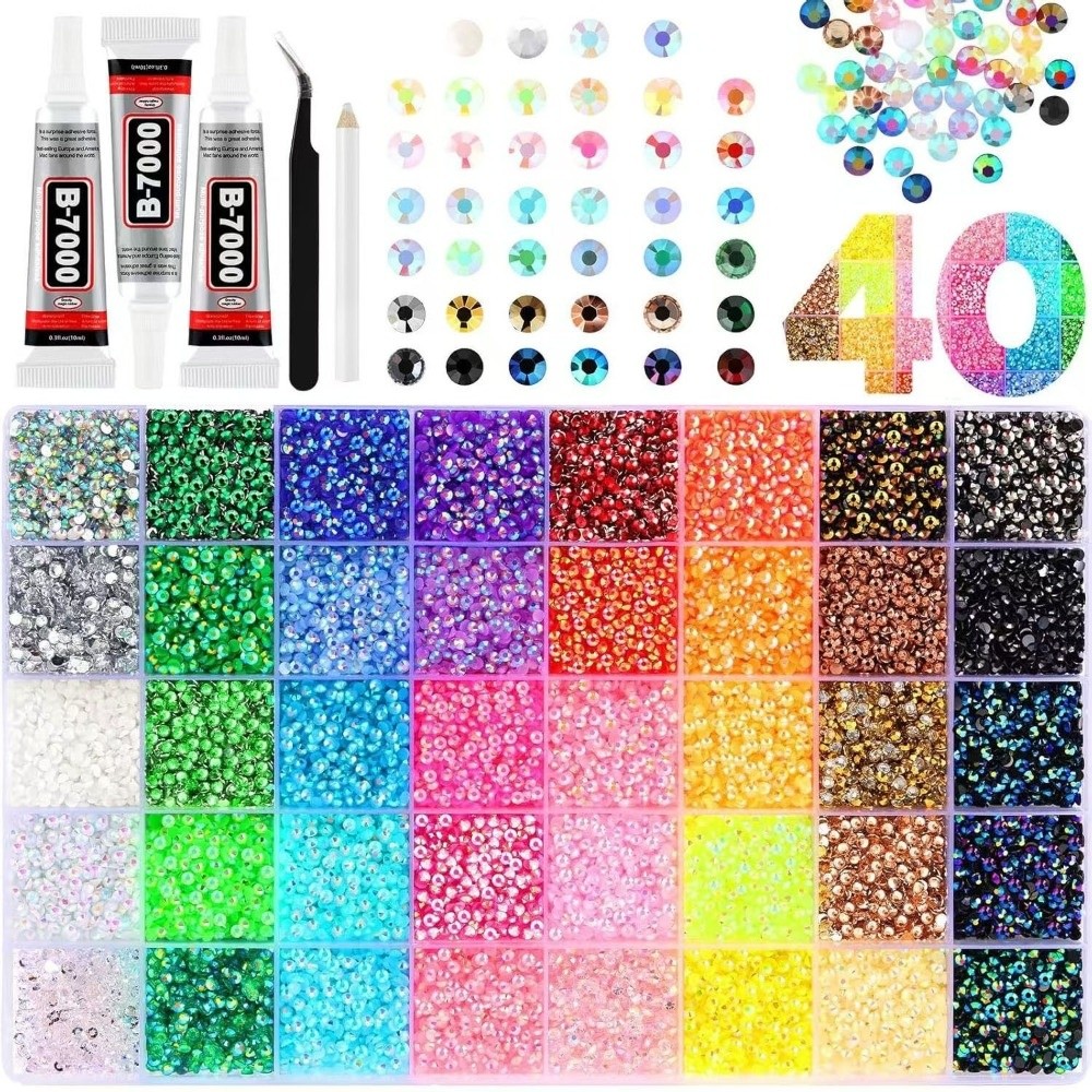 Nail Art Quirky - Mehrfarbiges Harz-Strass-Set DIY Dekorations-Bastelbedarf Glitzernde Flache