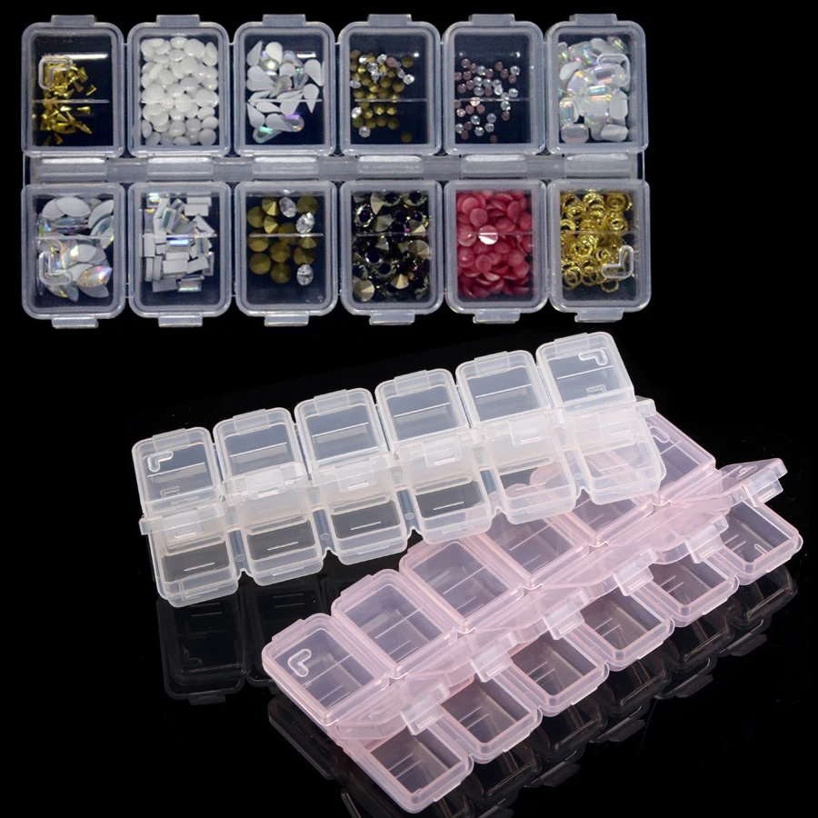 Nail Art Quirky - 12-Fächer Kunststoff-Organizer für Strass, Nagelkunst-Werkzeug und