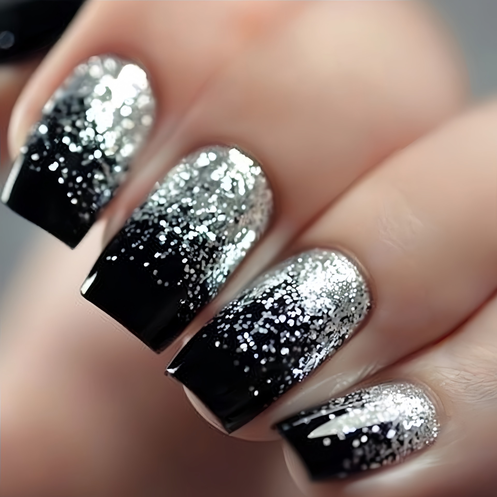 Nail Art Design - Kurze mittelgroße künstliche Nägel, Farbverlauf, braun,