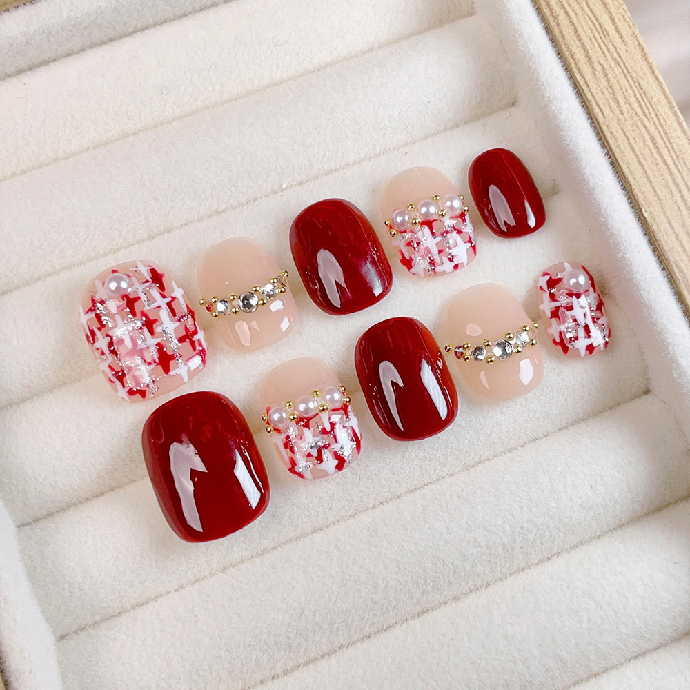 Nail Art Quirky - 10 Stück Kurze Quadratische Runde Handgefertigte
