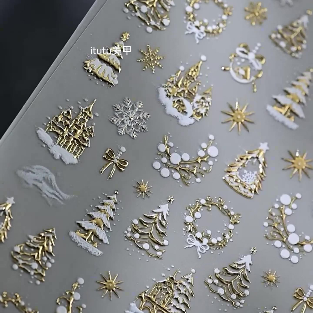 1pc 5D Gold Schnee Weihnachten – Nail Art Xmas Bewertung und Preis